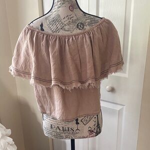 **Boho Zara Beige Woman Premium Denim Collection Top - Extra Small**
